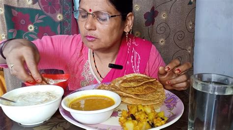 Luchi Puri Aloo Sabzisevai Eating Video L Teez Thali L Mukbang Bigbites Asmr L Hanglaami