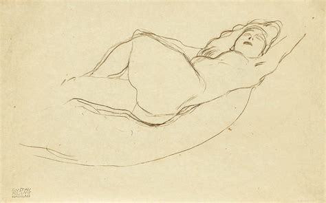 Reclining Nude Facing Right Drawing By Gustav Klimt Fine Art America