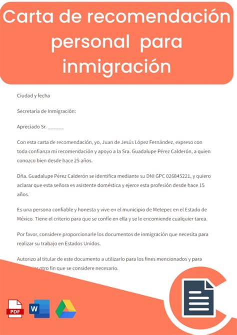 Carta De Recomendaci N Inmigracio N Online Word Pdf