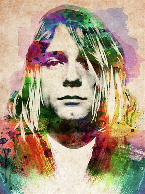 Kurt Cobain Colorful Portrait Digital Art By Mihaela Pater Fine Art