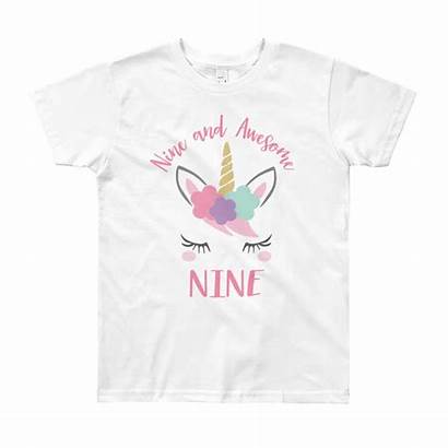 Birthday Unicorn Shirt Nine Party 9th Gift