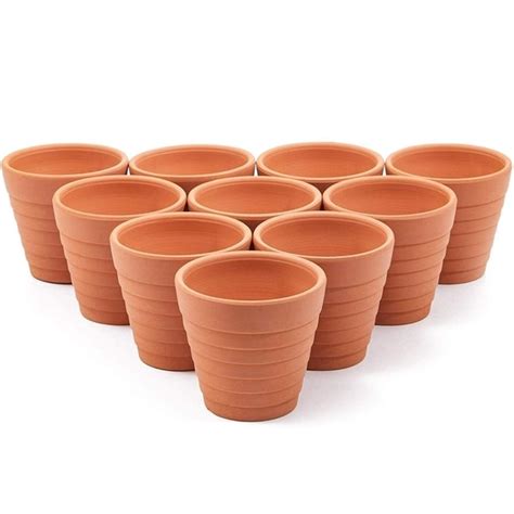 Shop 10x Mini Terra Cotta Terracotta Pots With Saucer Flower Clay