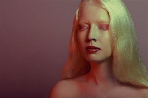 Wallpaper Women Model Closed Eyes Makeup Red Lipstick Blonde