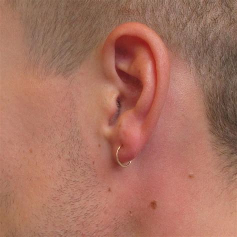 Mens Hammered Single Hoop Earring In Precious And Semi Precious Metals