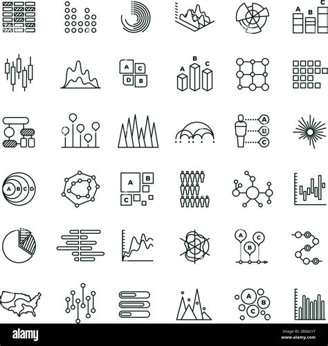 Statistics Business Graphs And Charts Outline Vector Icons Financial