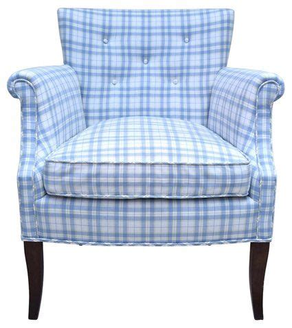 Traditional tufted armchair from the 55 downing street brand. Blue & White Button Tufted Armchair $1,195.00 | Tufted arm ...