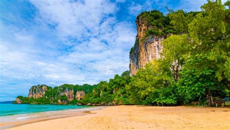 Panoramic View Of Railay Beach Krabi Thailand Beautiful Tropical