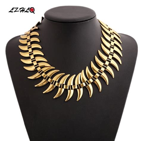 Lzhlq Maxi Geometric Choker Necklaces Vintage Splice Thick Metal Punk