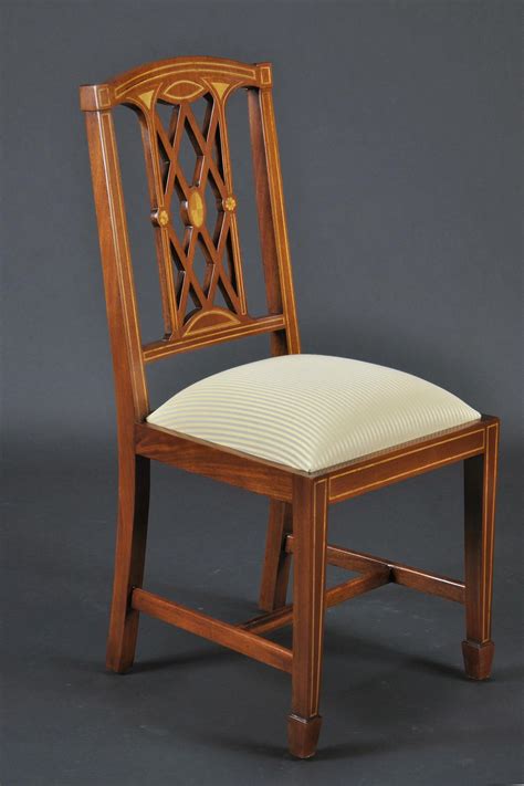 Edwardian Inlaid Solid Mahogany Dining Room Chairs Federal Or Georgian