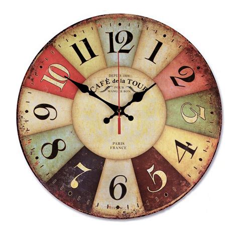 Buy 12 Inch Retro Wooden Wall Clock Farmhouse Decor