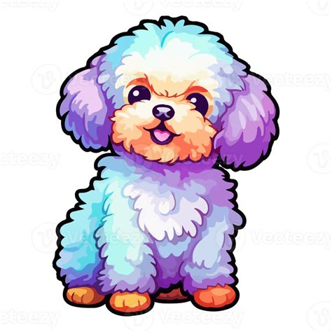Colorful Bichon Frise Dog Bichon Frise Portrait Dog Sticker Clip Art