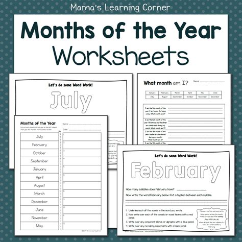 10 Months Of The Year Worksheets For Kindergarten Worksheets Decoomo