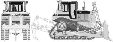 Caterpillar D7r Heavy Equipment Blueprints Free Outlines