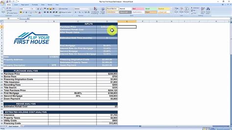 House Flipping Spreadsheet Free Download Youtube
