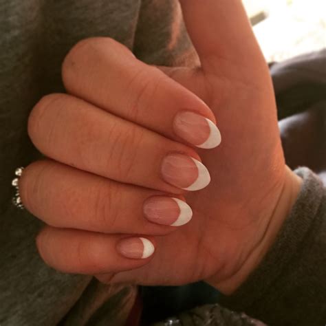 Almond Nails French Almond Acrylic Nails French Tip Nails Hot Nails