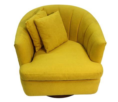 Mid Century Yellow Swivel Tub Chair Milo Baughman Style Mary Kays