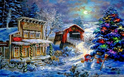 Christmas Winter Scenes Wallpapers Wallpaper Cave