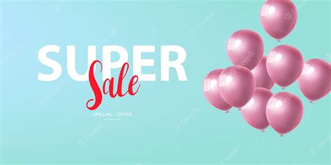 Premium Vector Celebration Super Sale Banner With Pink Balloons
