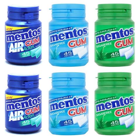 Mentos Sugar Free Chewing Gum 6 Pot Selection Bundle 2 X Spearmint 2 X
