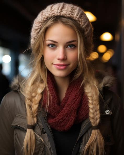 Premium Ai Image Portrait Of A Beautiful Young Woman With Long Braids