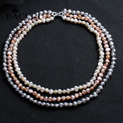 Strands Genuine Natural Pink Baroque Freshwater Pearl Necklace In Necklaces From Jewelry