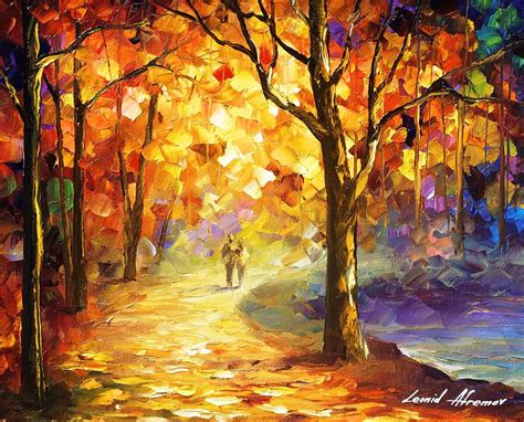 Orange Smoothness Palette Knife Oil Painting On Canvas By Leonid