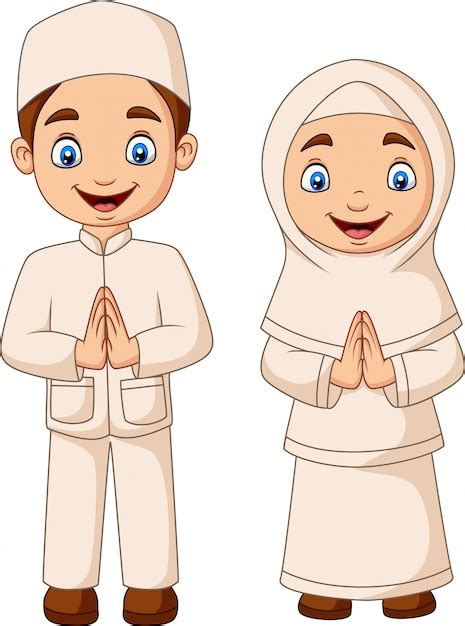Premium Vector Happy Muslim Kid Cartoon On White Background