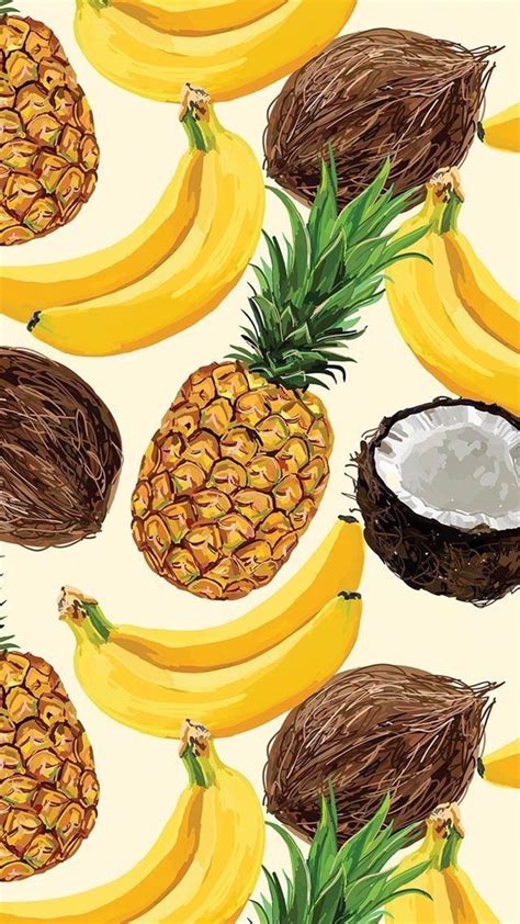 Pineapple Banana Coconut Wallpaper Background Pineapple Wallpaper