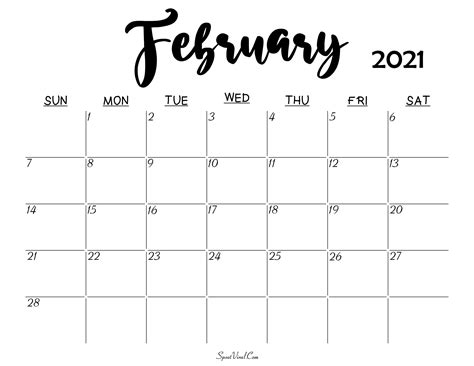 Calendars are easy to save as pdf document or print; Blank February 2021 Calendar Printable - Latest Calendar ...