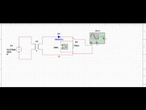 Construction of half wave rectifier. simulating half wave rectifier circuit on multisim - YouTube