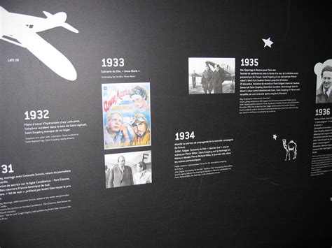 an exhibit with black and white photos on the wall, including
