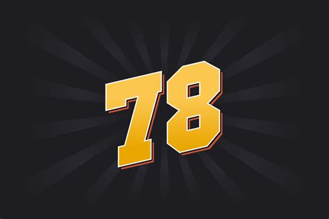 Number 78 Vector Font Alphabet Yellow 78 Number With Black Background