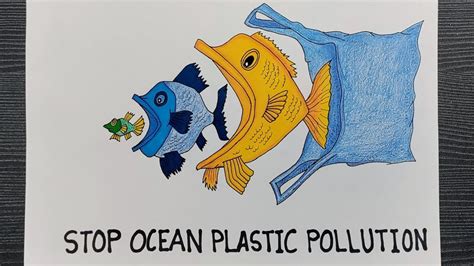 Ocean Day Poster Drawing Plastic Pollution Oceans Of The World Easy
