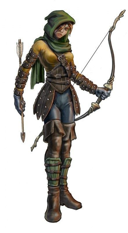 Brunette Female Human Archer Bow Arrow Studded Leather Armor Ranger