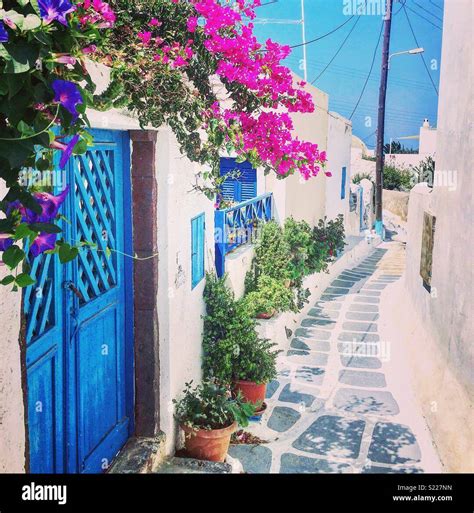 The Streets Of Santorini Stock Photo Alamy