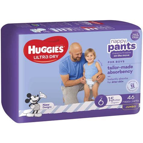 Huggies Ultra Dry Nappy Pants Size 6 Boys 46 Pack Woolworths
