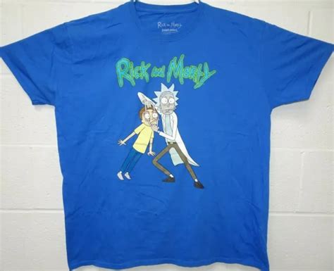 Rick And Morty Eyes Wide Open Official Cartoon Network T Shirt 2xl Blue