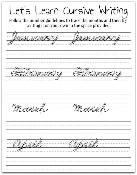 Printable Cursive Writing Chart Writing Worksheets