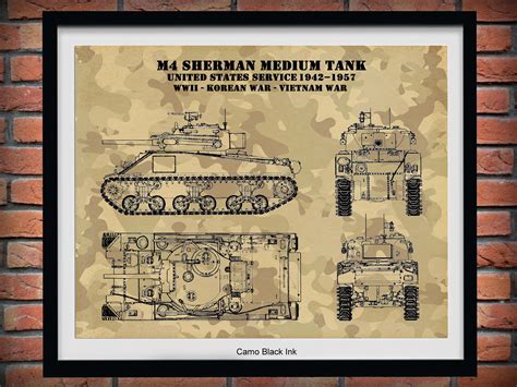 M4 Sherman Tank Poster Vers2 World War Ii Sherman Medium Tank M4