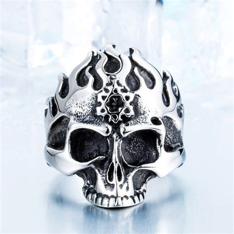316l Stainless Steel Skull Ring With Star Fashion Punk Rock Jewelry For