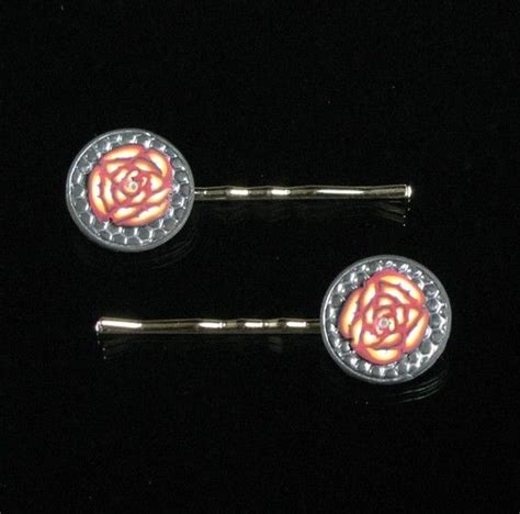Handmade Floral Polymer Clay Hairpin Set Gothic Roses Etsy Polymer