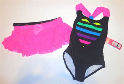 Xhilaration Girls Swimsuit With Tutu Polka Dots Heart Size Xsmall 4 5