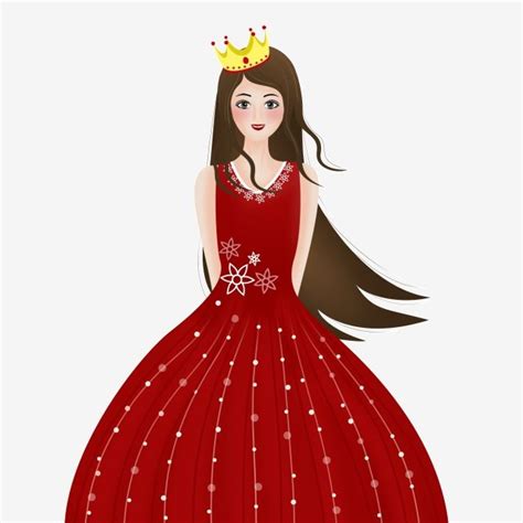 Princess Dress Png Transparent Cartoon Cute Princess Girl In Red Dress