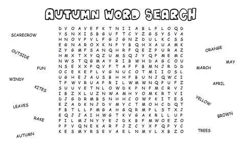 18 Fun Fall Word Search Puzzles