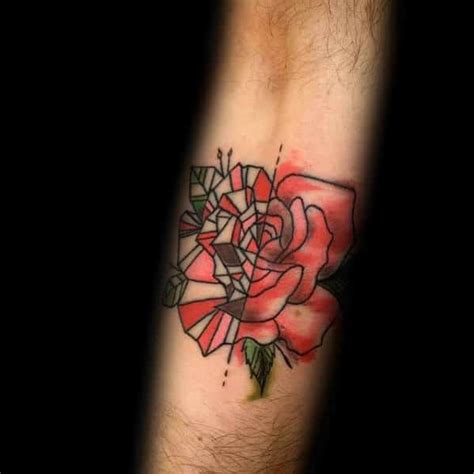 40 Geometric Rose Tattoo Designs For Men Flower Ink Ideas