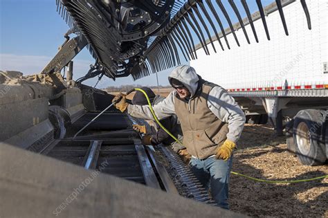 Combine Harvester Cleaning Stock Image C0479335 Science Photo