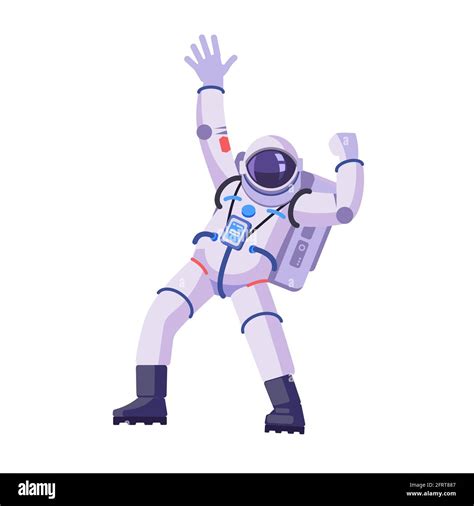 Astronaut With Hands Up And Waving Hello Spaceman Dancing Funny