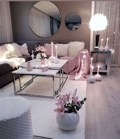 Living Room Setup Grey Pink And White Colour Scheme Living Room Setup