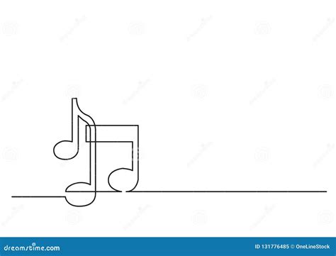 One Line Drawing Of Isolated Vector Object Music Notes Stock Vector
