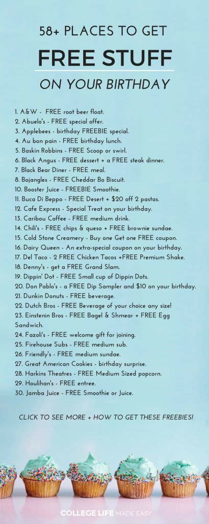 Birthday Freebies 62 Places That T You Free Things Freebies On